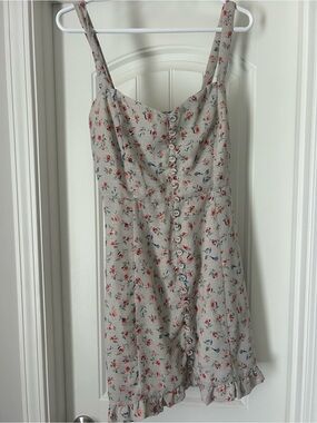Storia Beige Floral Sundress with Pink and Blue Accents